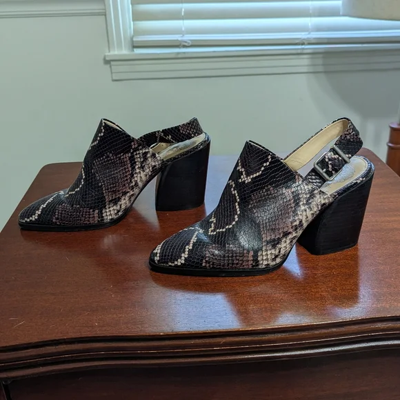 Vince Camuto Slingback Snakeprint Heels - Picture 3 of 6